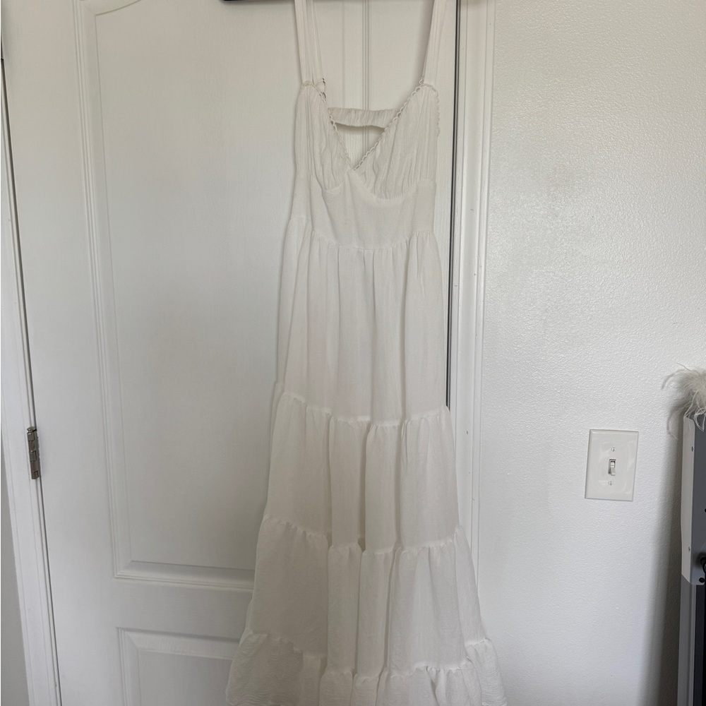 Hello Molly White Tiered Maxi Sundress